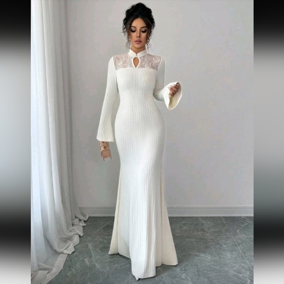 Chinese Style Long Sleeve Stand Collar Patchwork Waist Fitted Casual Elegant - Picture 5 of 5